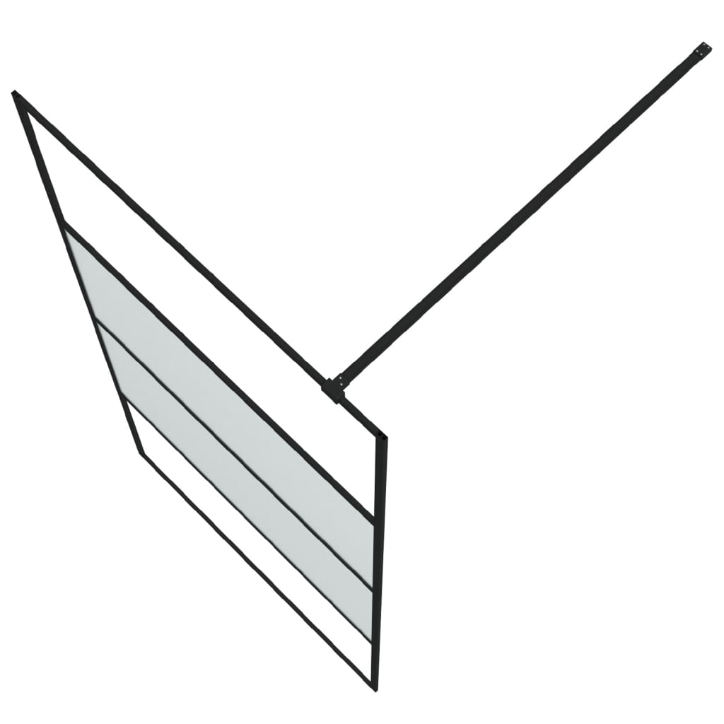 Dusjvegg svart 100x195 cm halvfrostet ESG-glass