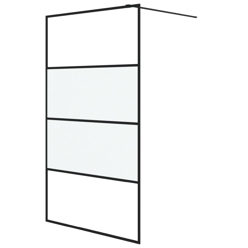 Dusjvegg svart 115x195 cm halvfrostet ESG-glass