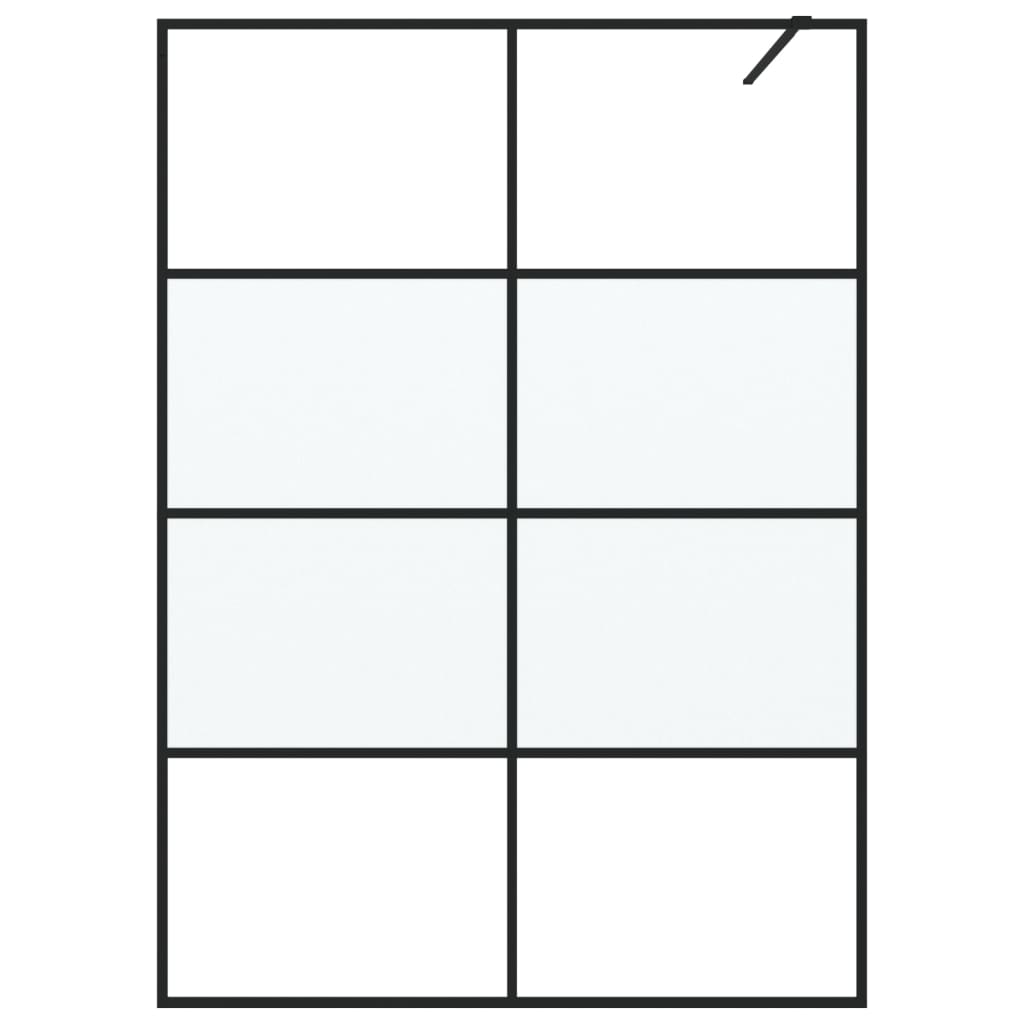 Dusjvegg svart 140x195 cm halvfrostet ESG-glass