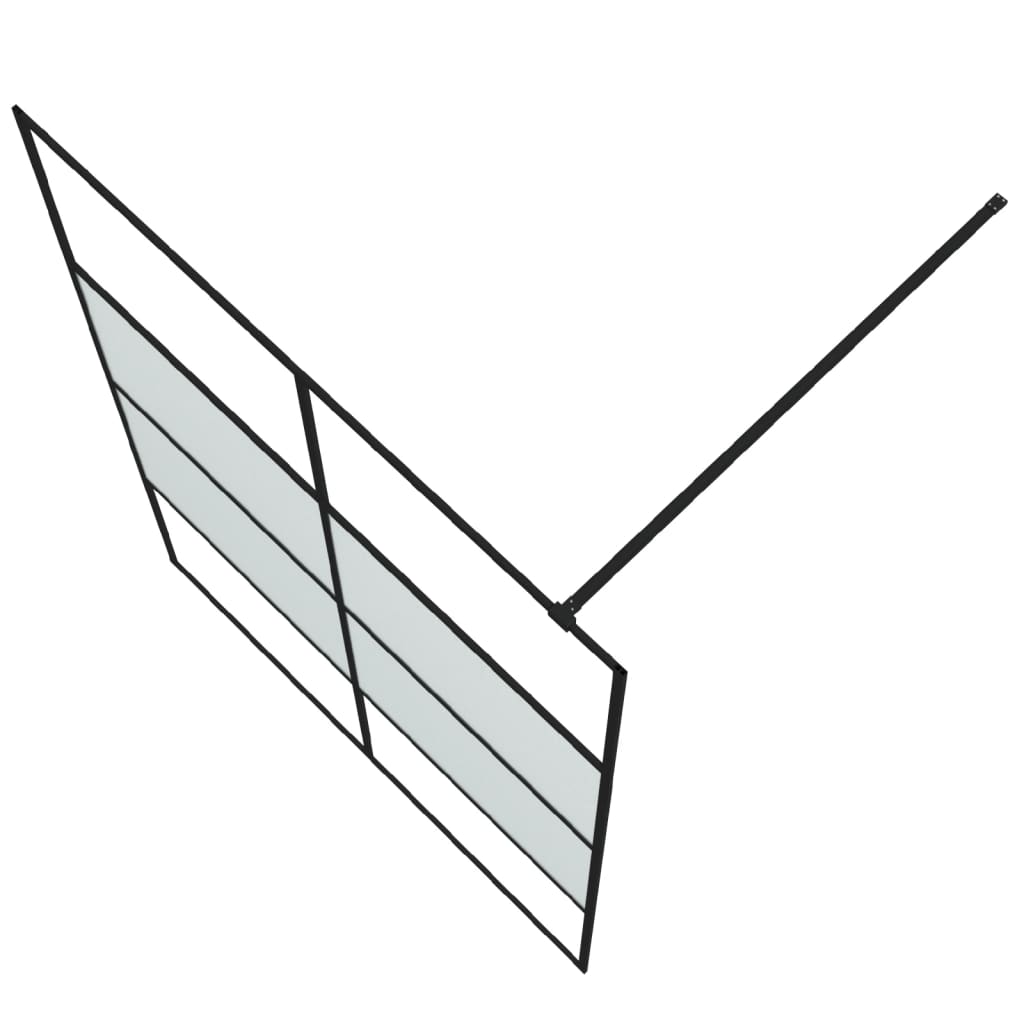 Dusjvegg svart 140x195 cm halvfrostet ESG-glass