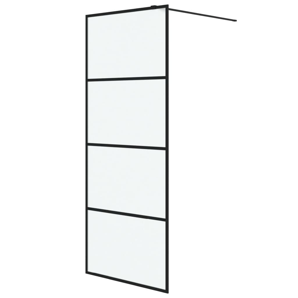 Dusjvegg svart 80x195 cm halvfrostet ESG-glass