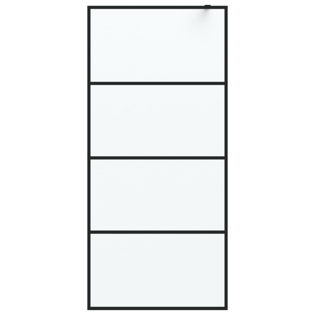 Dusjvegg svart 90x195 cm frostet ESG-glass