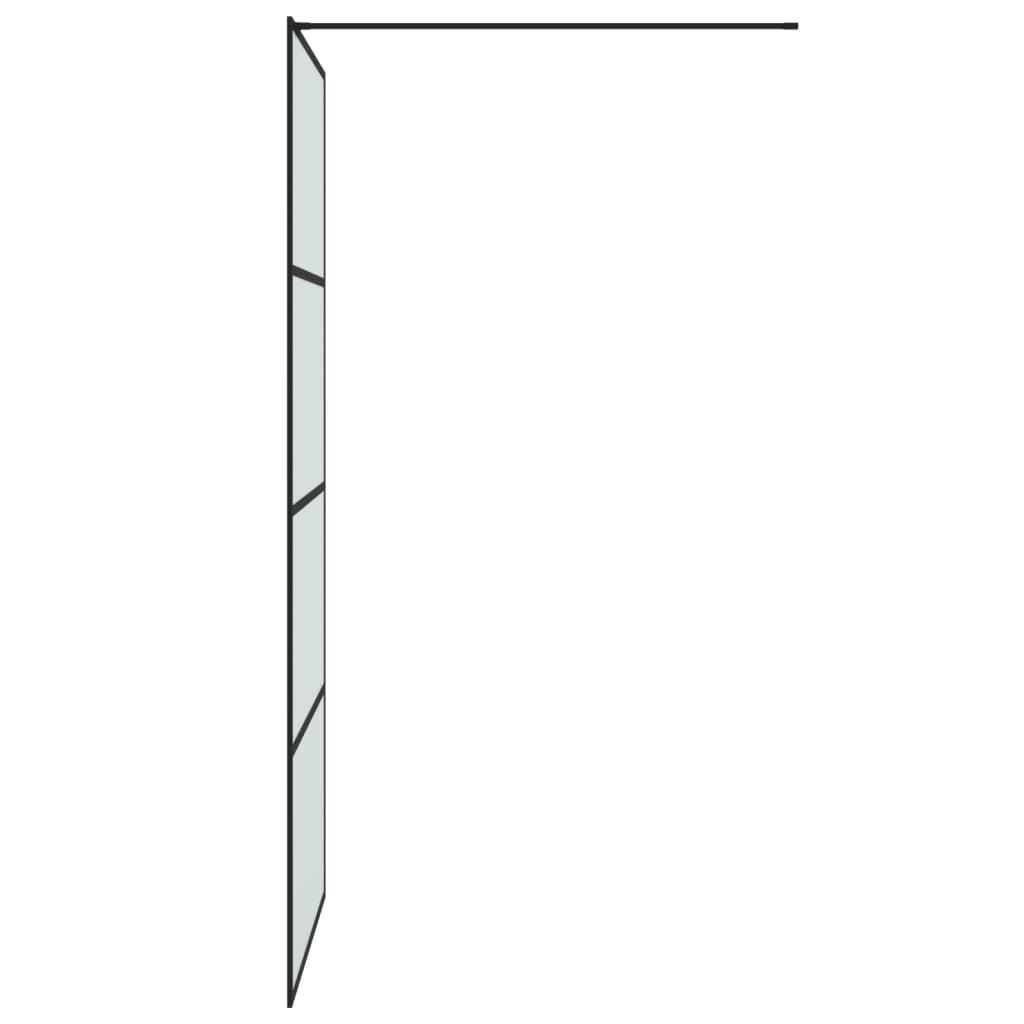 Dusjvegg svart 90x195 cm frostet ESG-glass