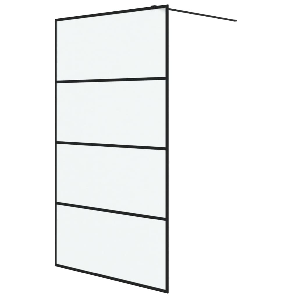 Dusjvegg svart 115x195 cm frostet ESG-glass