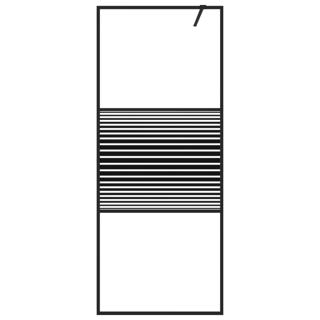 Dusjvegg svart 80x195 cm klart ESG-glass