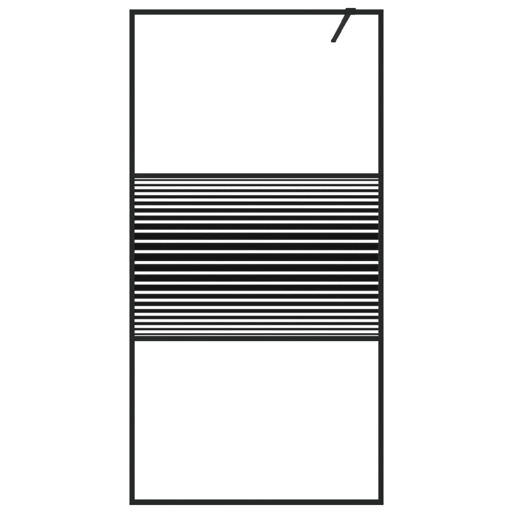 Dusjvegg svart 100x195 cm klart ESG-glass