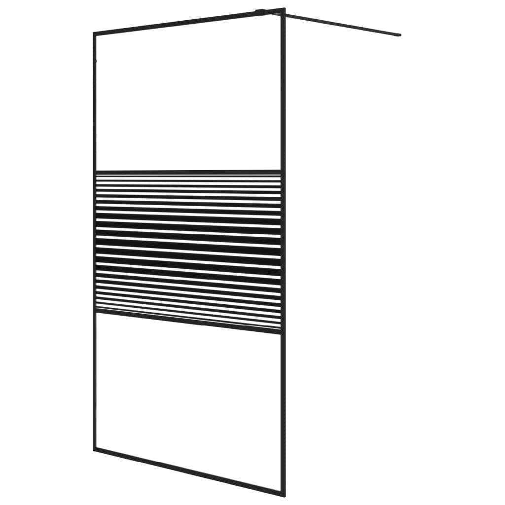 Dusjvegg svart 115x195 cm klart ESG-glass
