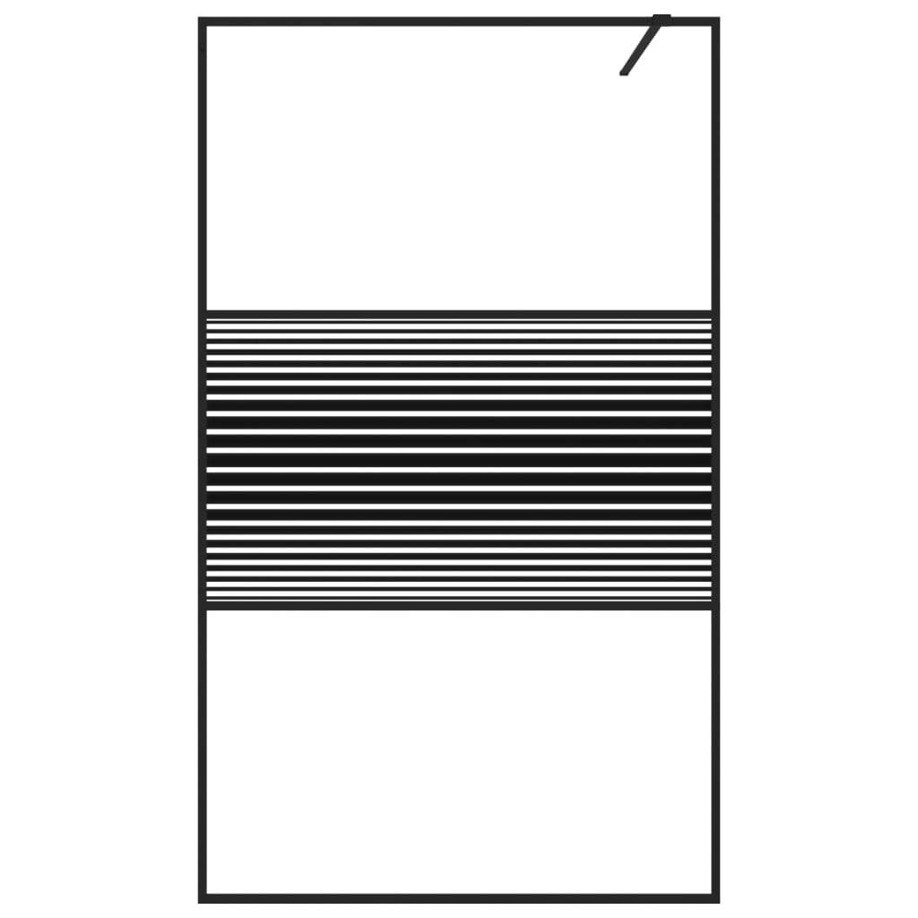 Dusjvegg svart 115x195 cm klart ESG-glass
