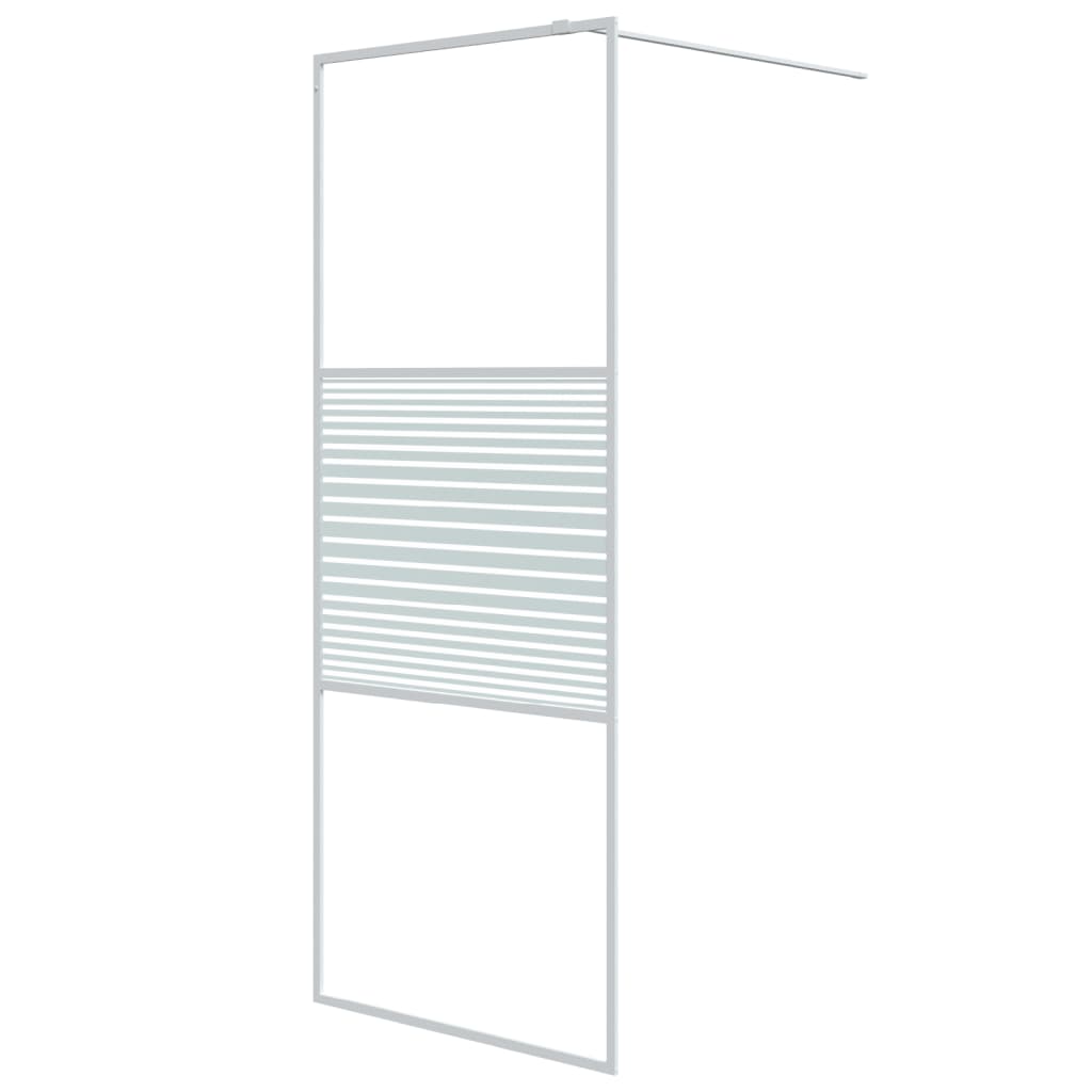 Dusjvegg hvit 80x195 cm klart ESG-glass