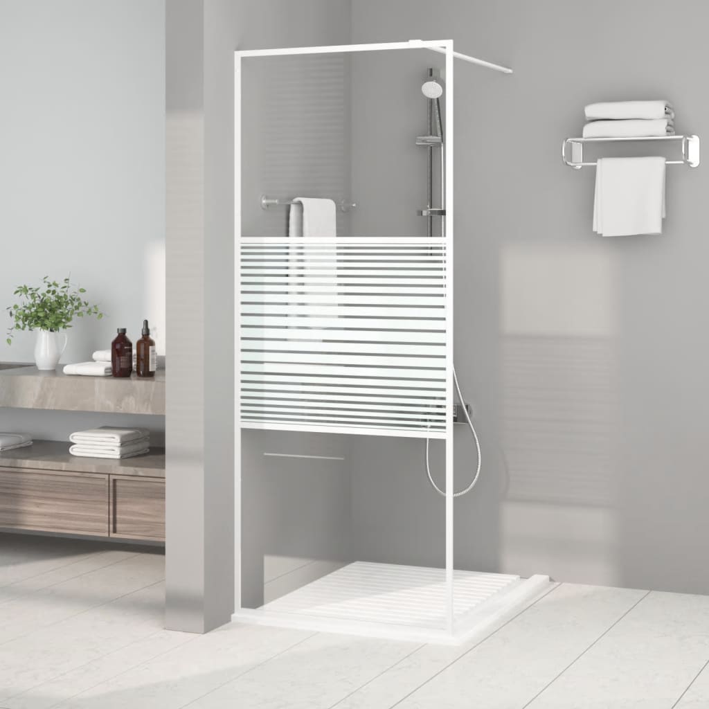 Dusjvegg hvit 80x195 cm klart ESG-glass