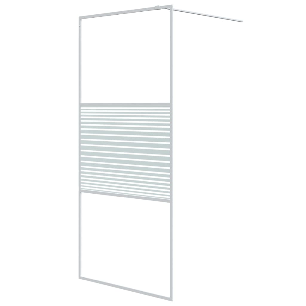 Dusjvegg hvit 90x195 cm klart ESG-glass