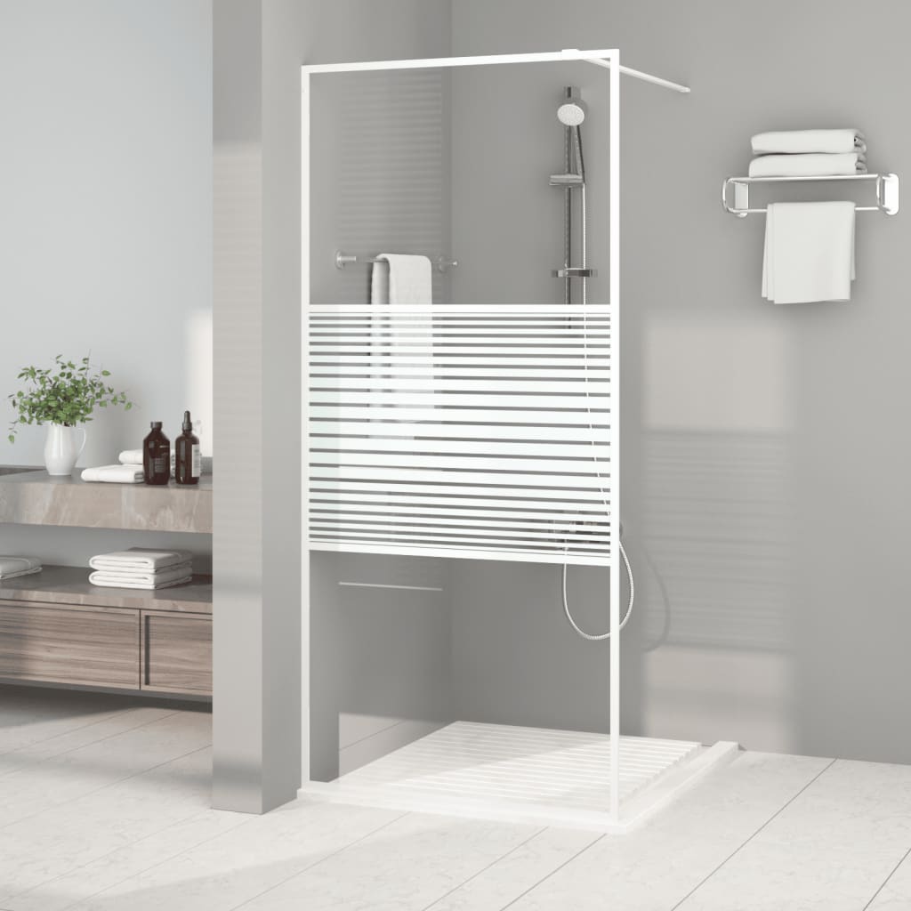 Dusjvegg hvit 90x195 cm klart ESG-glass