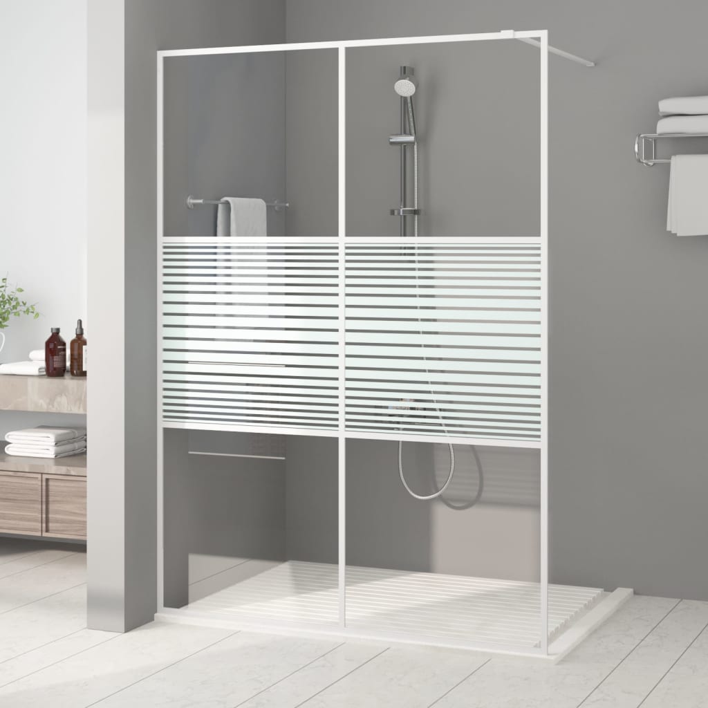 Dusjvegg hvit 140x195 cm klart ESG-glass