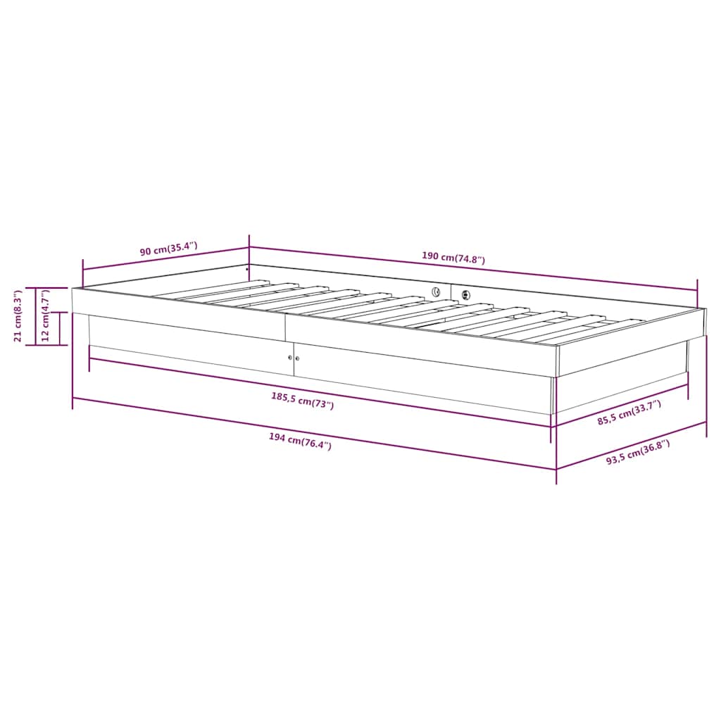 Sengeramme heltre furu 90x190 cm Single