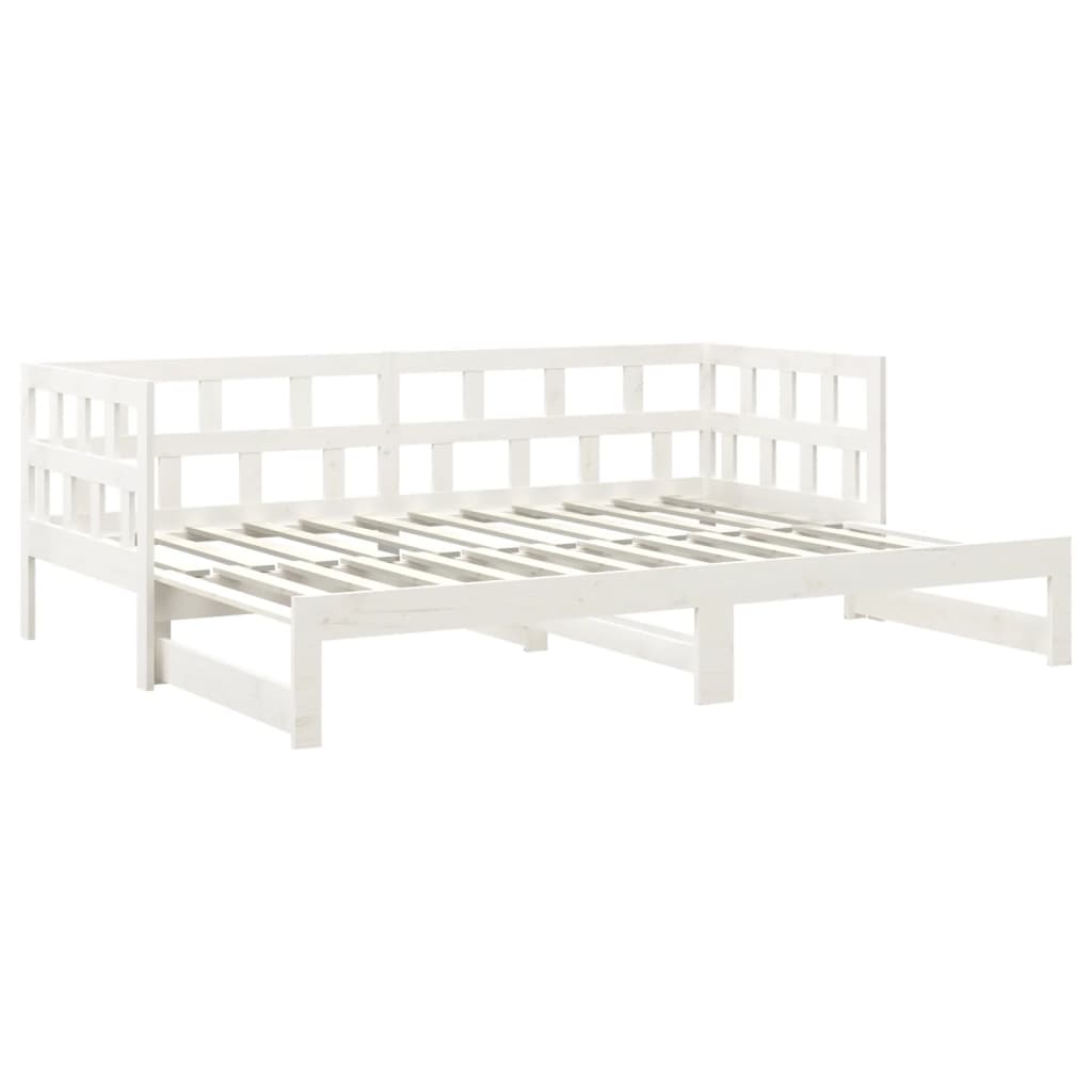 Uttrekkbar dagseng hvit heltre furu 2x(90x200) cm