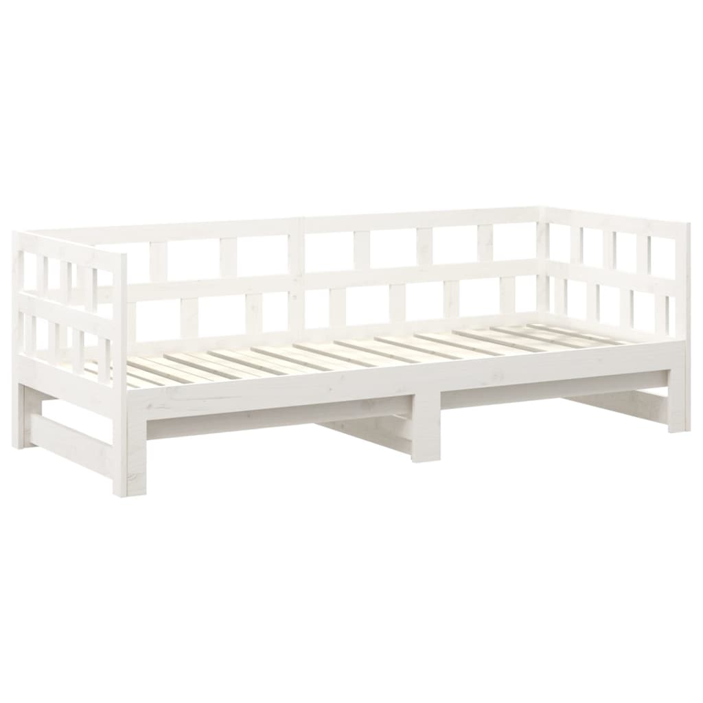 Uttrekkbar dagseng hvit heltre furu 2x(80x200) cm vidaXL