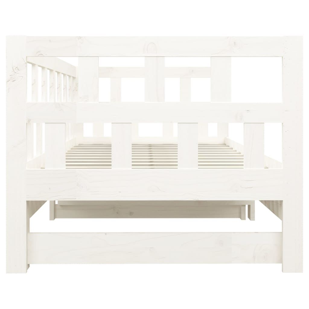 Uttrekkbar dagseng hvit heltre furu 2x(80x200) cm vidaXL