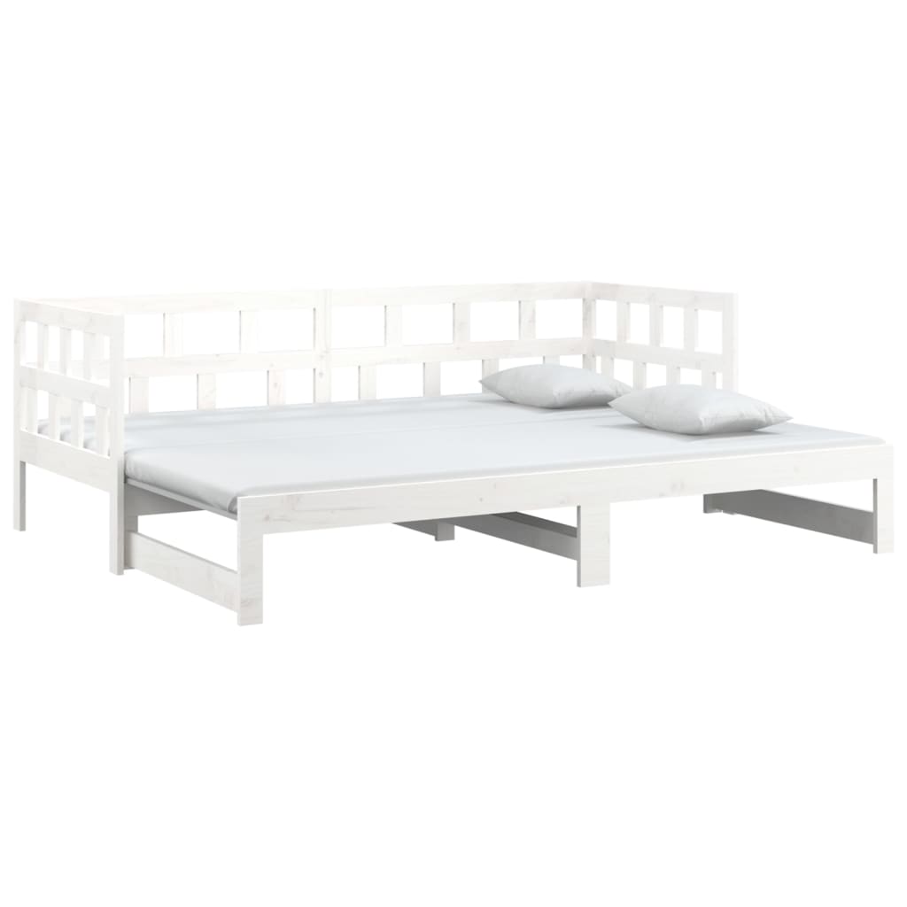 Uttrekkbar dagseng hvit heltre furu 2x(90x190) cm vidaXL