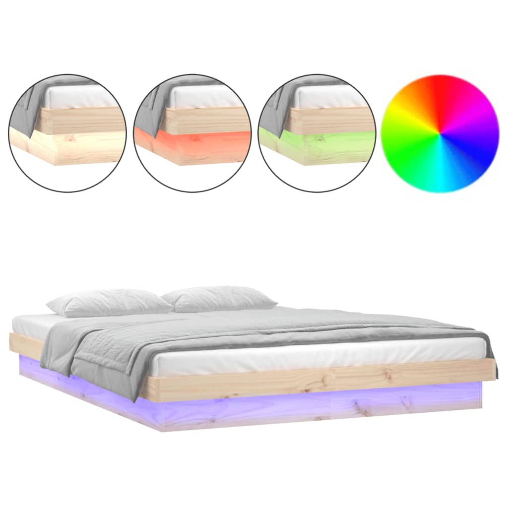 Sengeramme med LED 140x190 cm heltre
