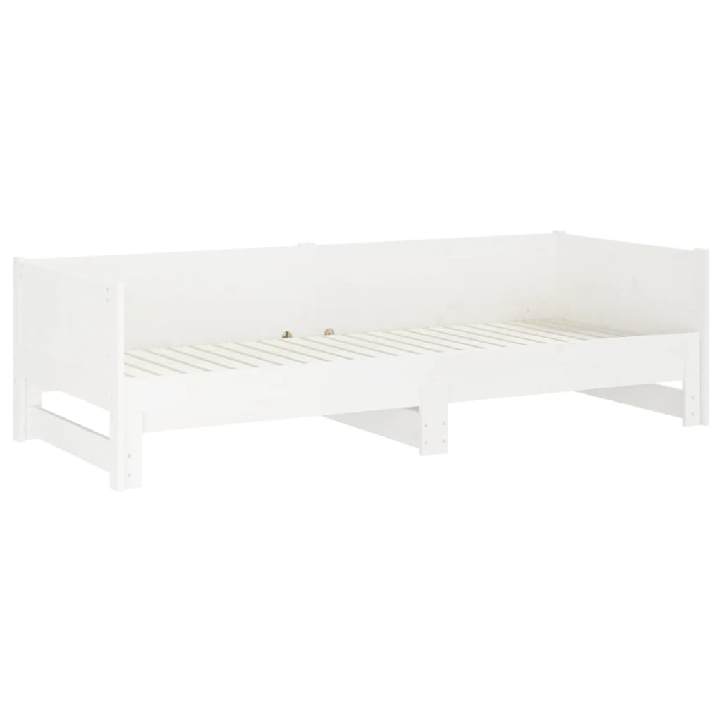 Uttrekkbar dagseng hvit heltre furu 2x(90x190) cm