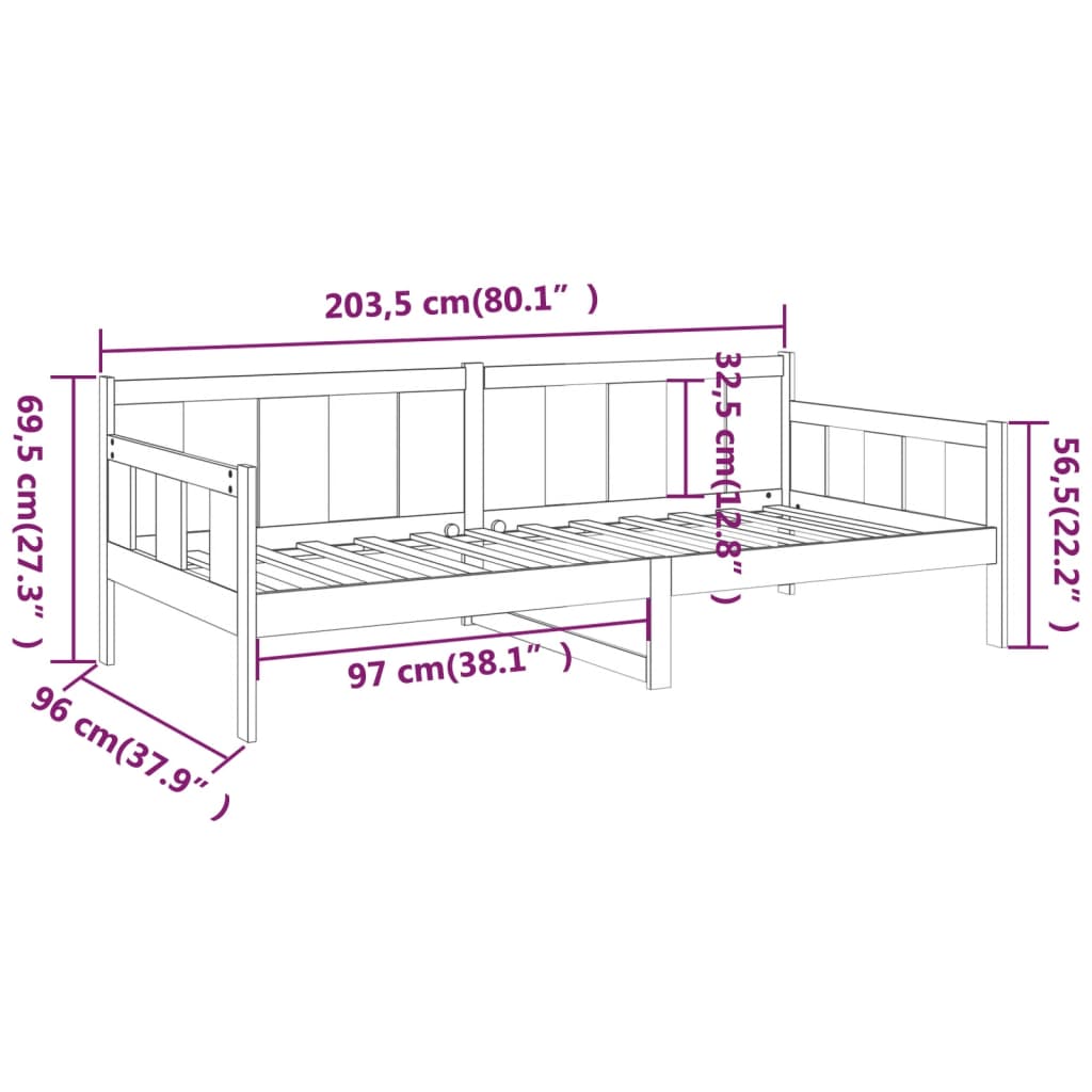 Dagseng heltre furu 90x200 cm