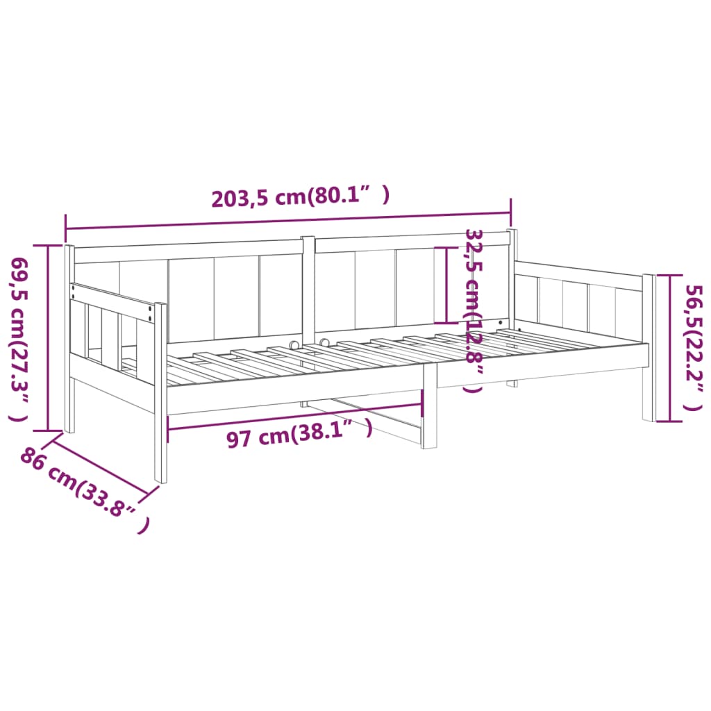 Dagseng heltre furu 80x200 cm