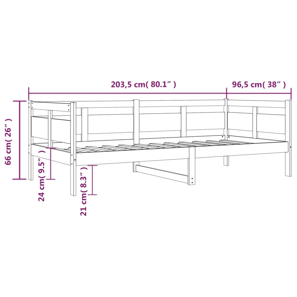 Dagseng hvit heltre furu 90x200 cm