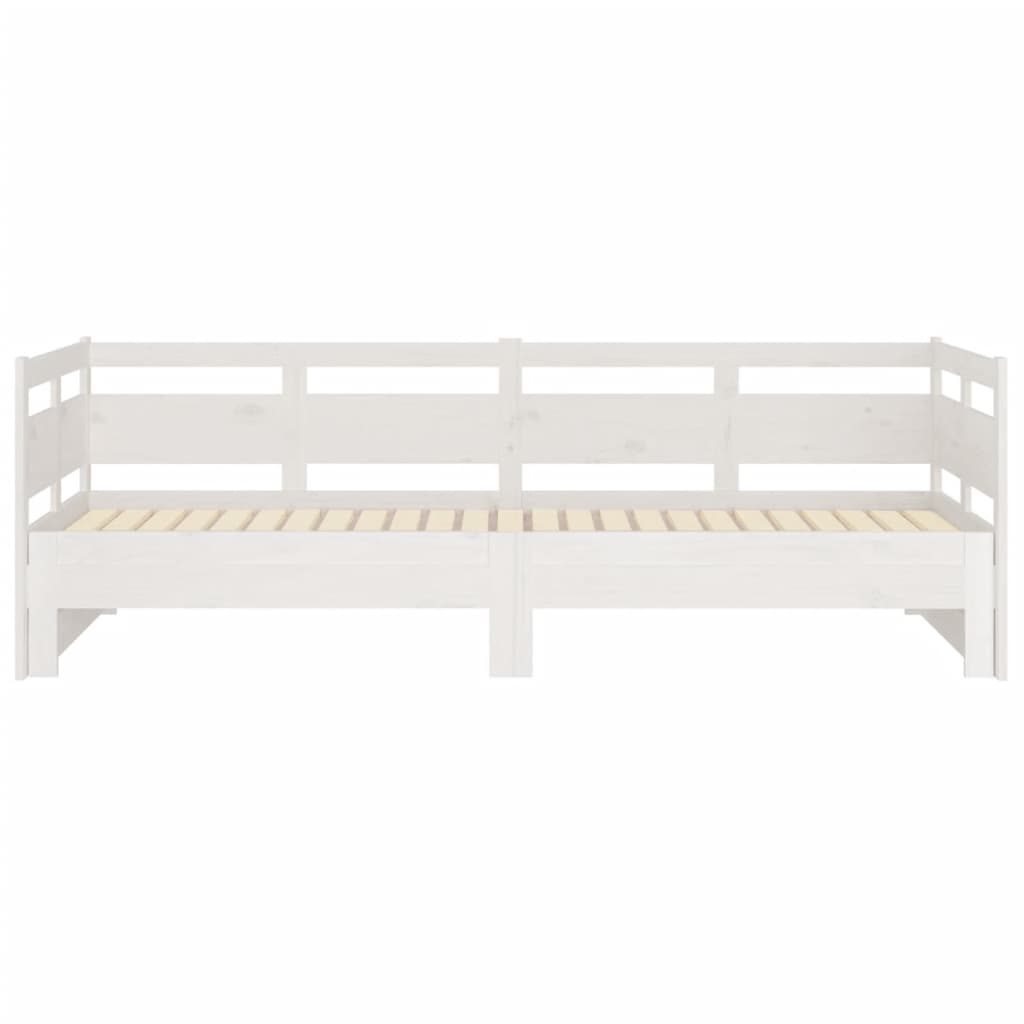 Uttrekkbar dagseng hvit heltre furu 2x(90x200) cm