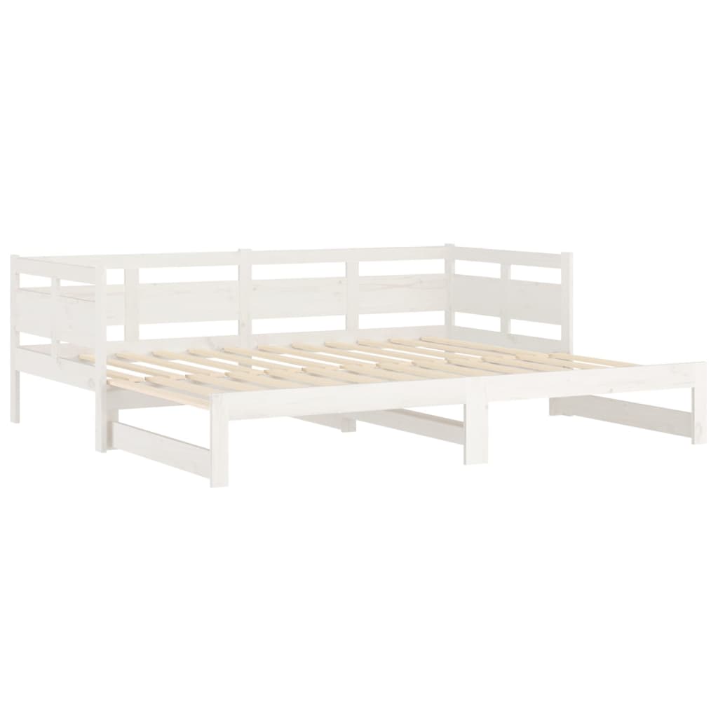 Uttrekkbar dagseng hvit heltre furu 2x(90x200) cm