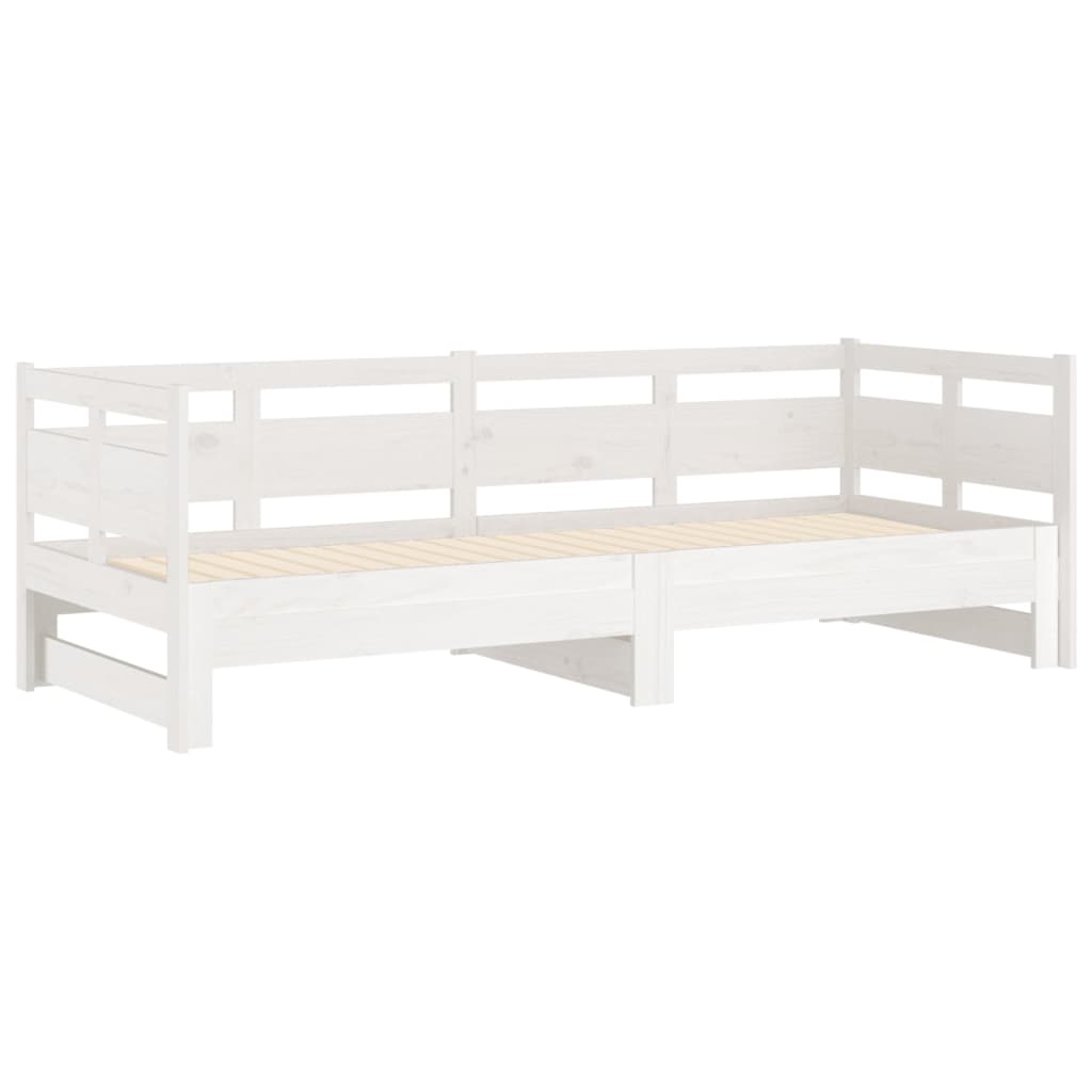 Uttrekkbar dagseng hvit heltre furu 2x(80x200) cm