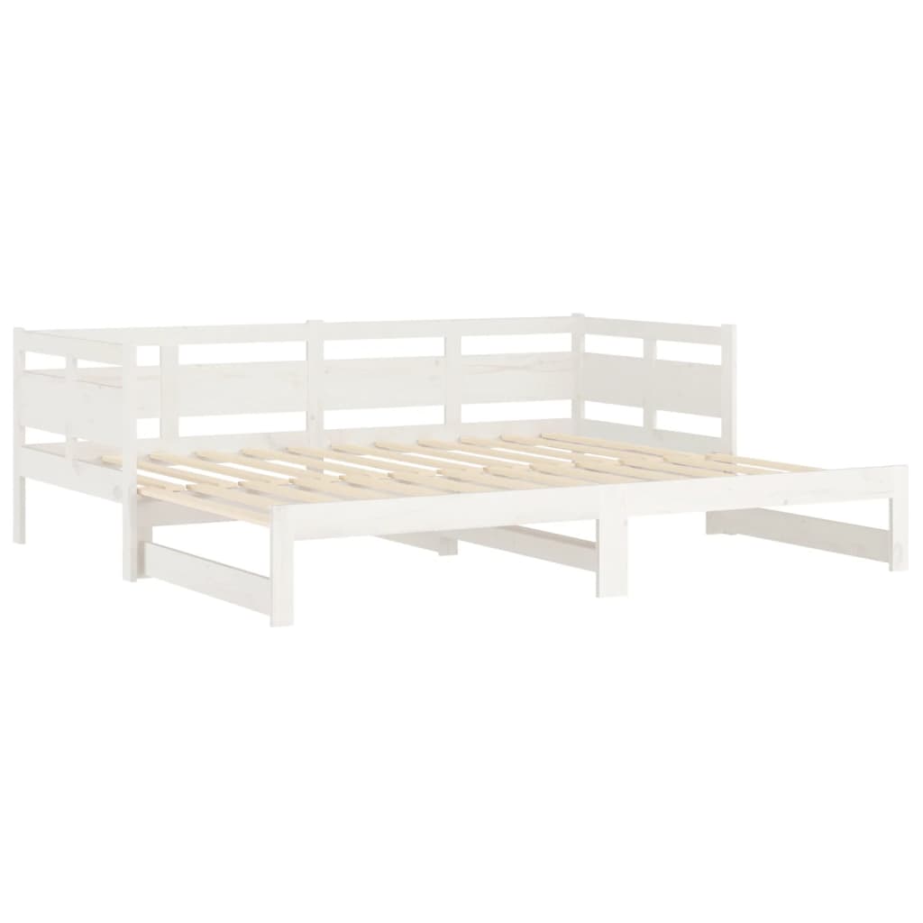 Uttrekkbar dagseng hvit heltre furu 2x(80x200) cm