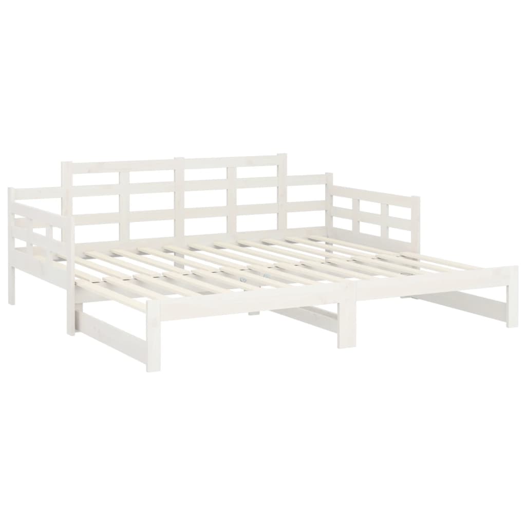 Uttrekkbar dagseng hvit heltre furu 2x(90x200) cm