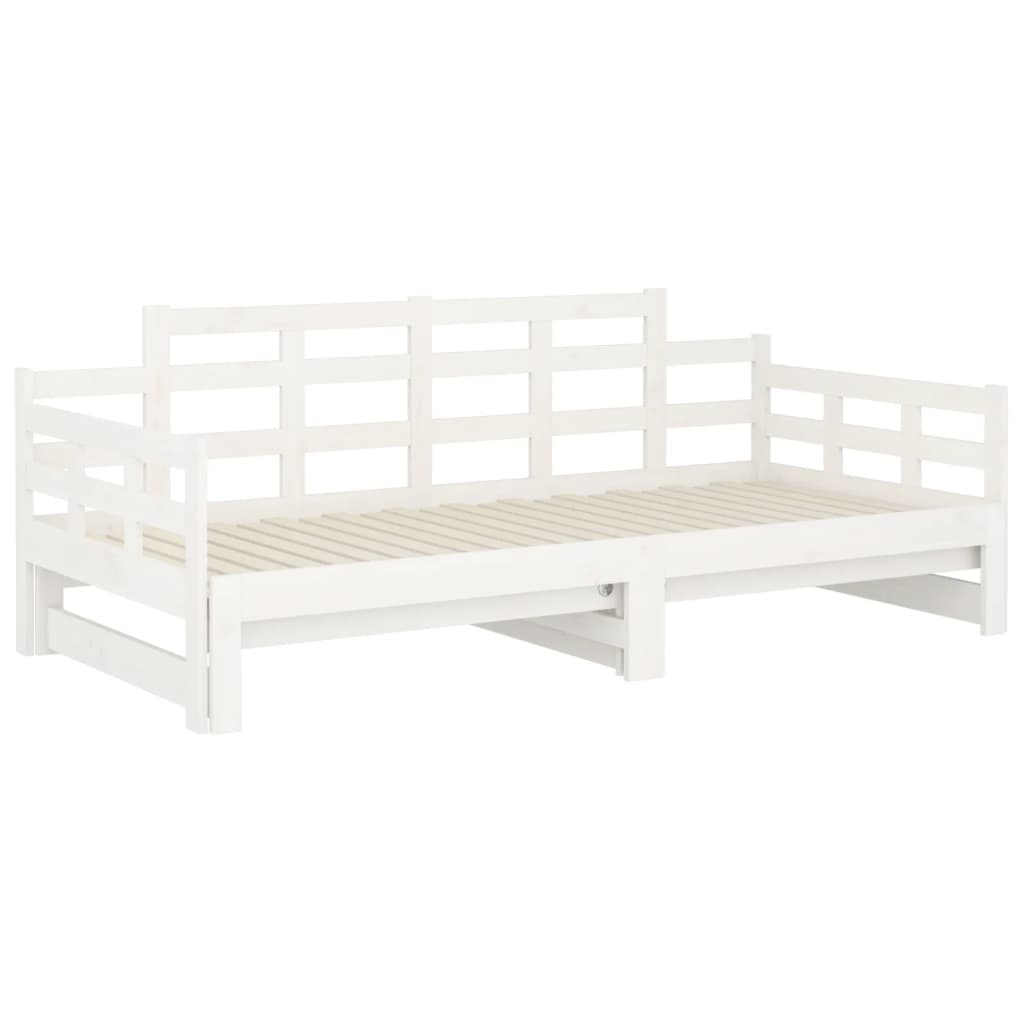 Uttrekkbar dagseng hvit heltre furu 2x(90x190) cm