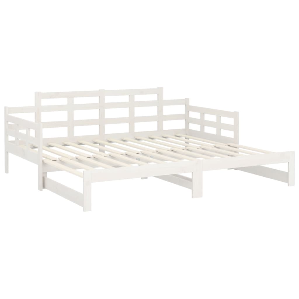 Uttrekkbar dagseng hvit heltre furu 2x(90x190) cm