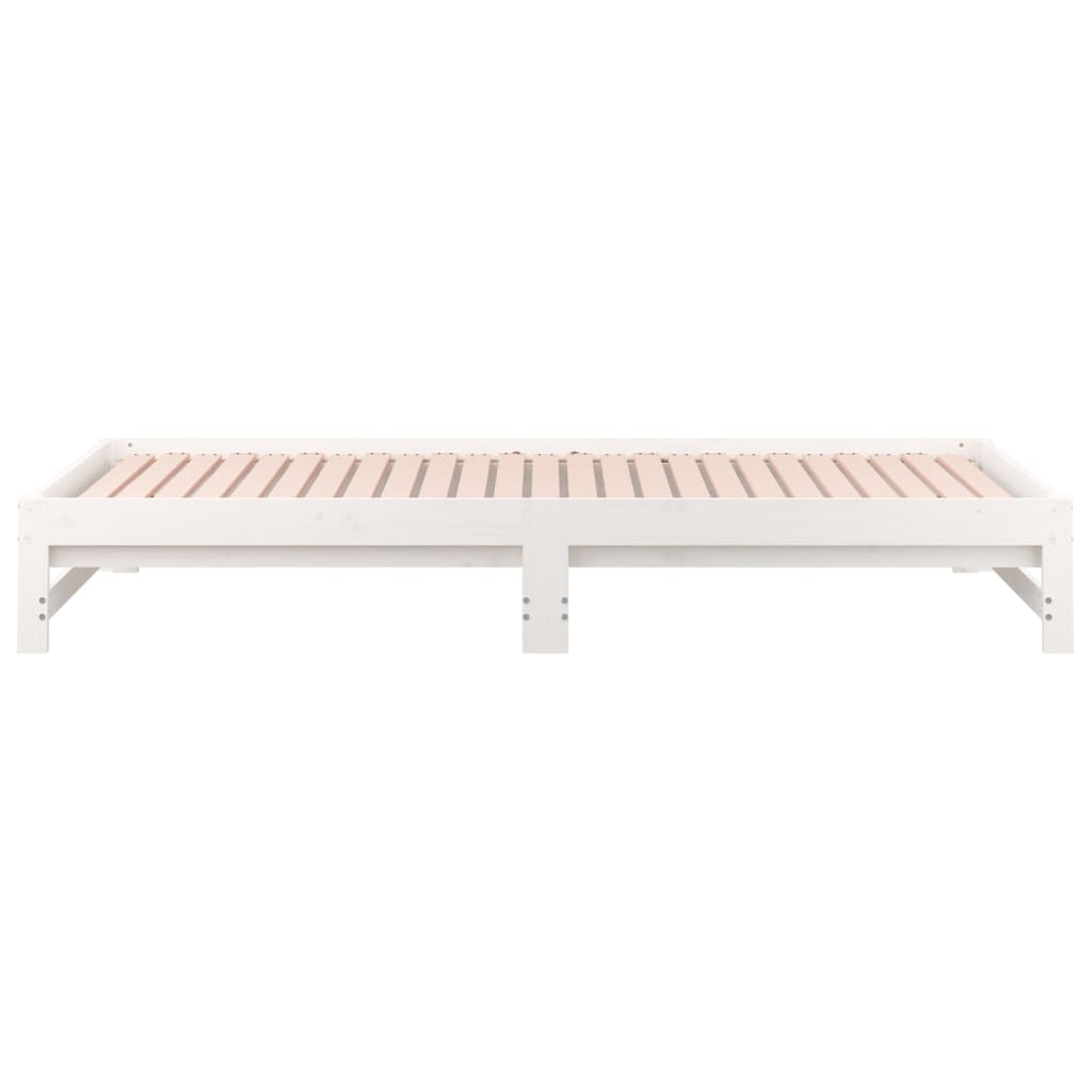 Uttrekkbar dagseng hvit 2x(80x200) cm heltre furu