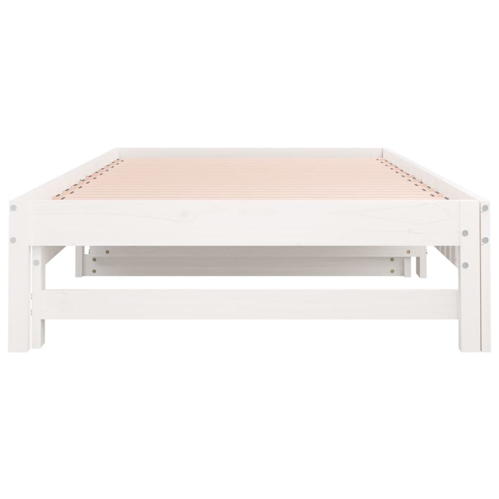 Uttrekkbar dagseng hvit 2x(80x200) cm heltre furu