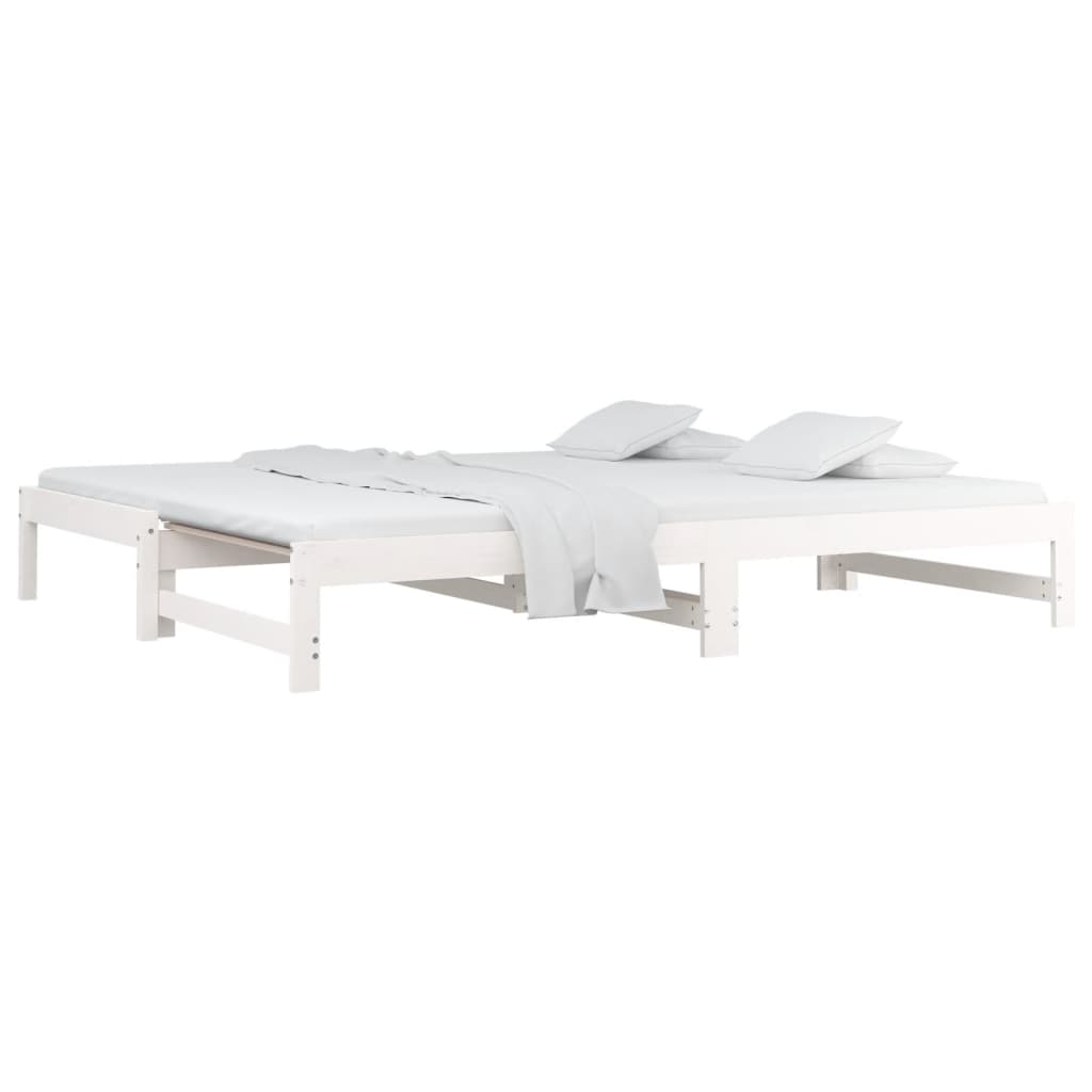 Uttrekkbar dagseng hvit 2x(90x190) cm heltre furu