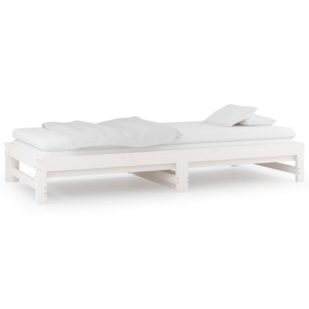 Uttrekkbar dagseng hvit 2x(90x190) cm heltre furu
