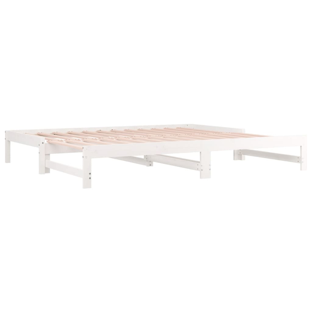 Uttrekkbar dagseng hvit 2x(90x190) cm heltre furu