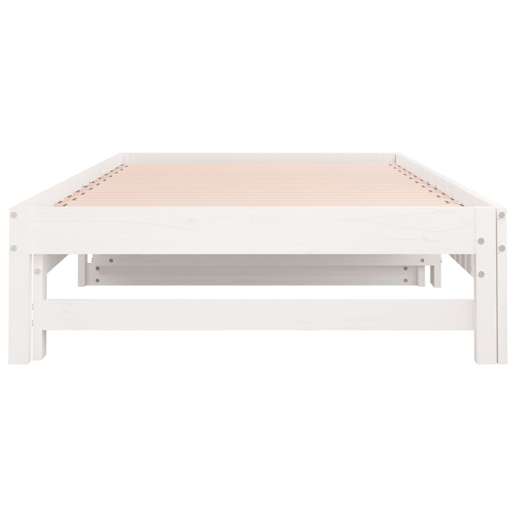 Uttrekkbar dagseng hvit 2x(90x190) cm heltre furu