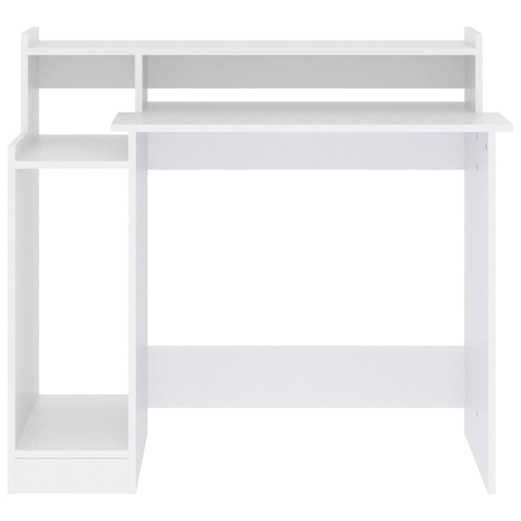 Skrivebord med LED-lys hvit 97x45x90 cm konstruert tre