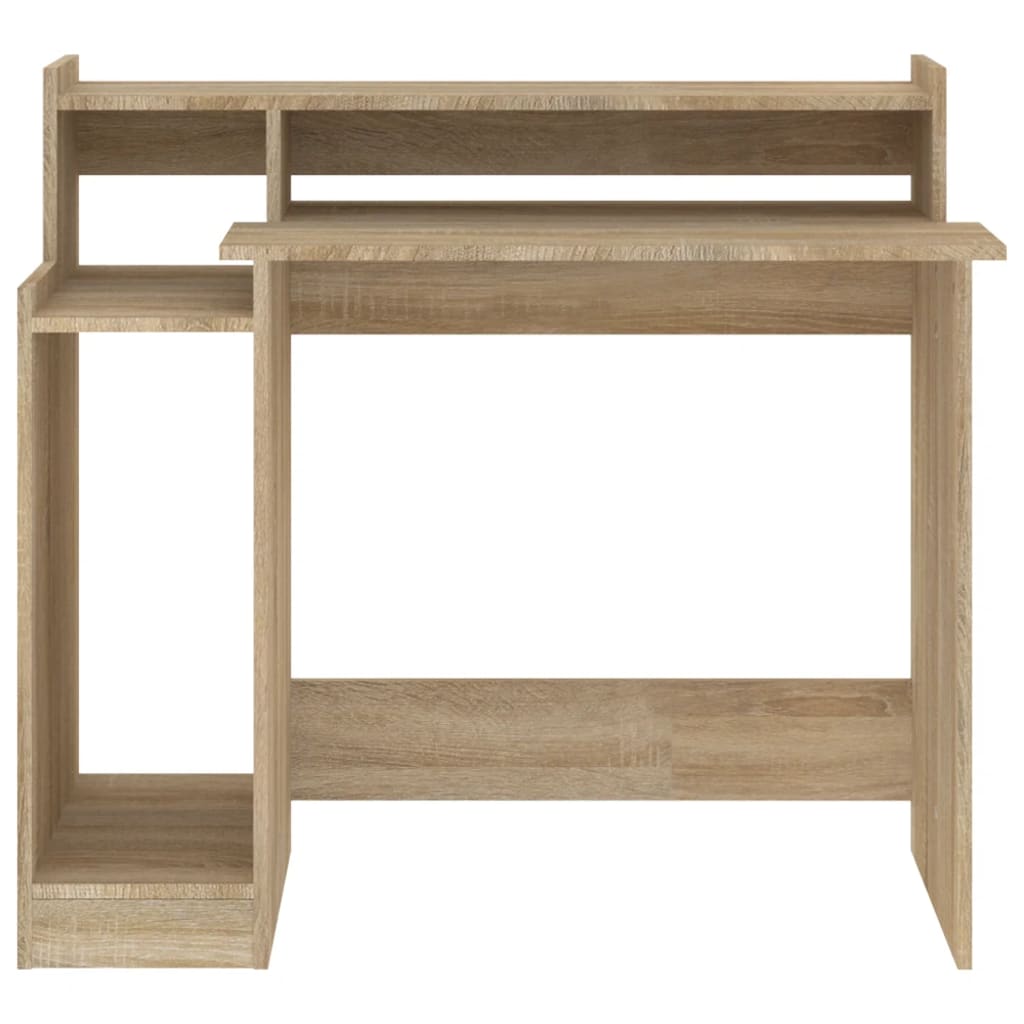 Skrivebord med LED-lys sonoma eik 97x45x90 cm konstruert tre