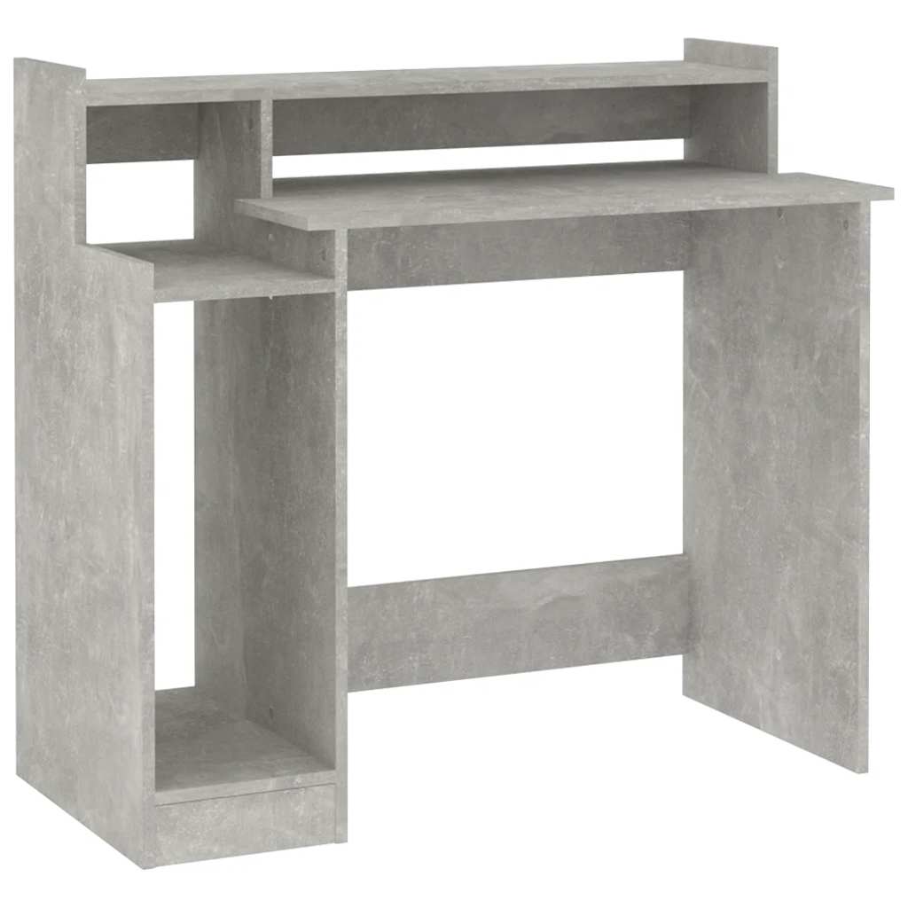 Skrivebord med LED-lys betonggrå 97x45x90 cm konstruert tre