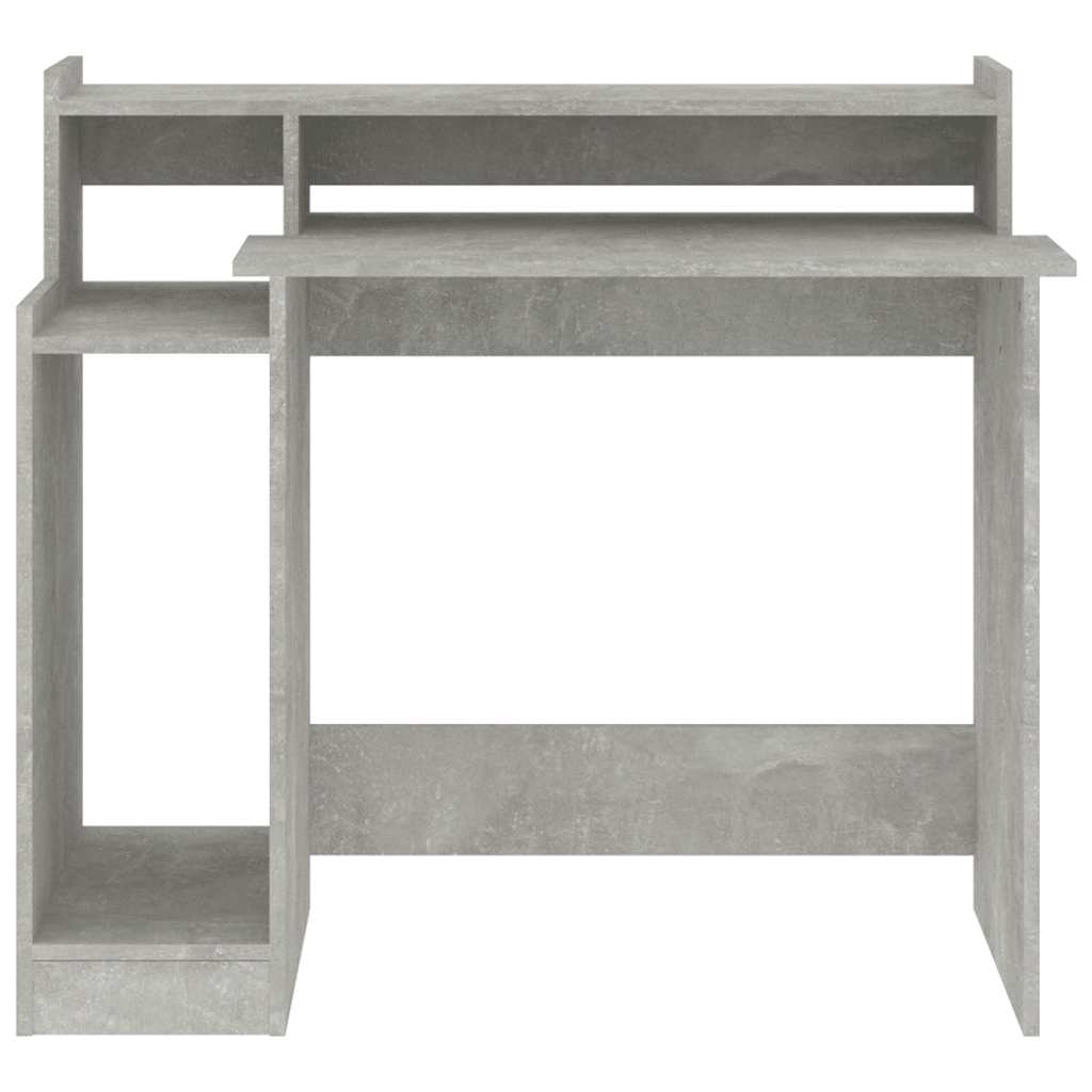 Skrivebord med LED-lys betonggrå 97x45x90 cm konstruert tre