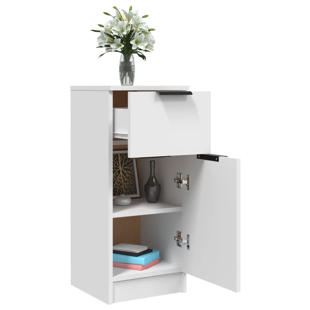 Skjenker 2 stk hvit 30x30x70 cm konstruert tre
