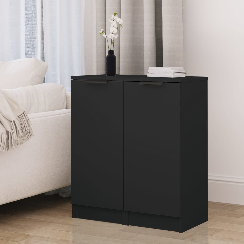 Skjenker 2 stk svart 30x30x70 cm konstruert tre