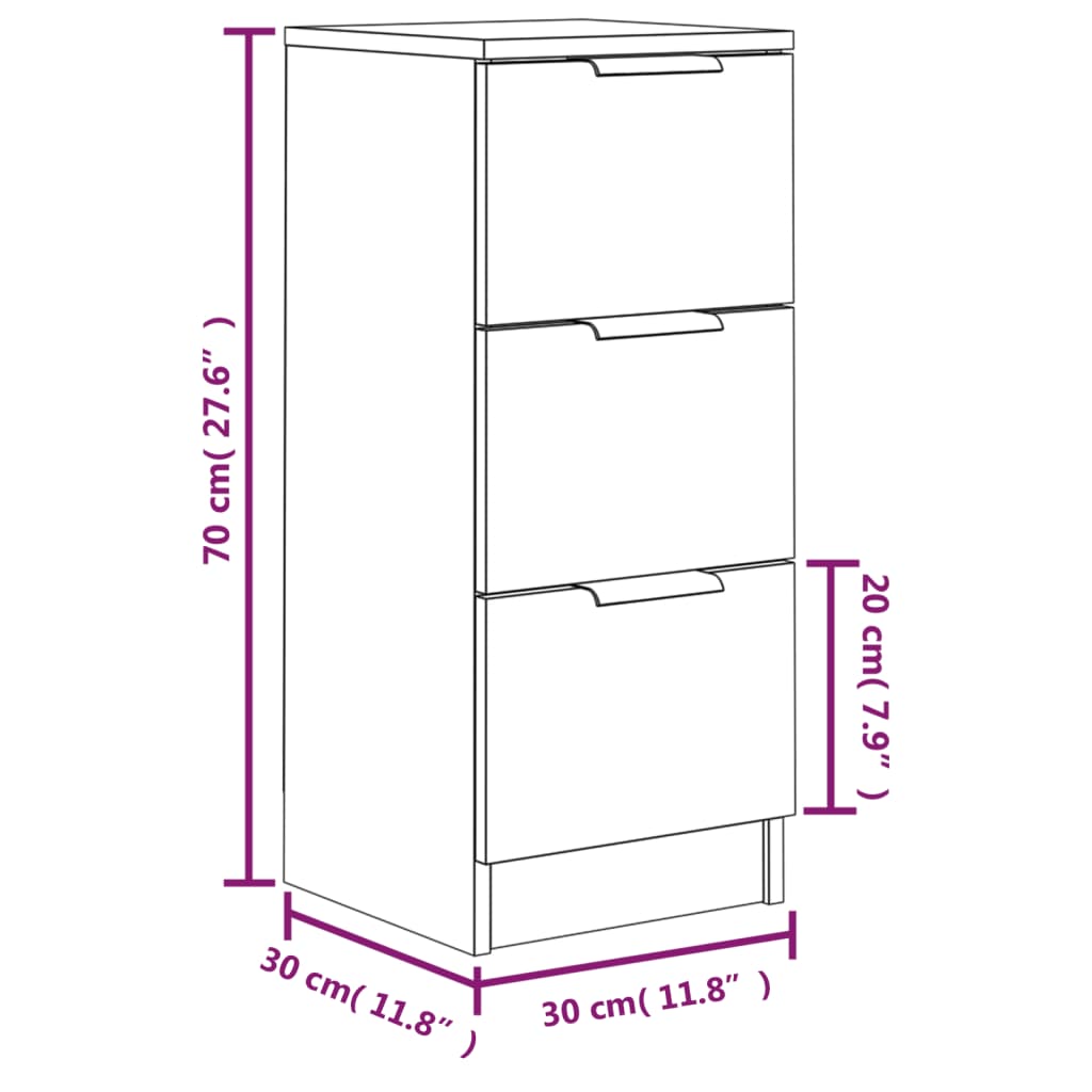 Skjenk hvit 30x30x70 cm konstruert tre