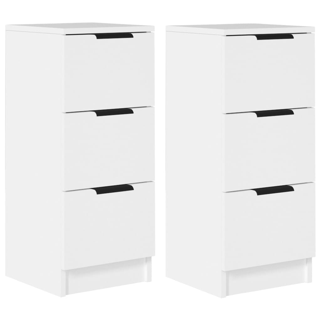 Skjenker 2 stk hvit 30x30x70 cm konstruert tre
