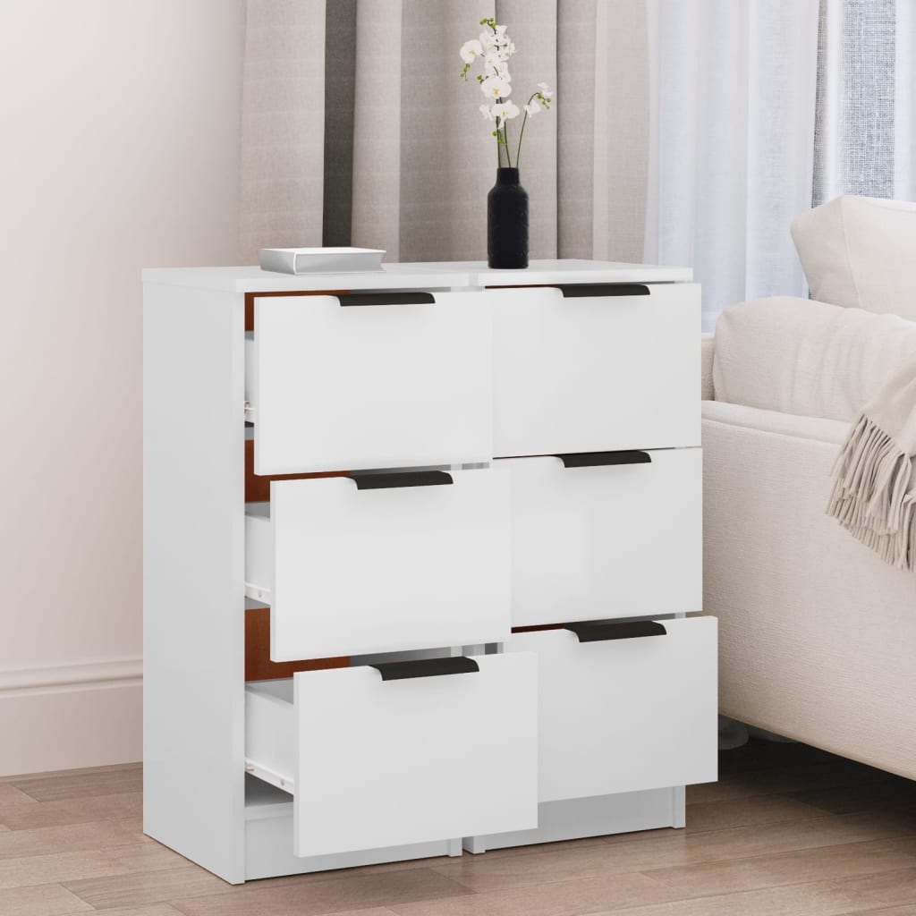 Skjenker 2 stk hvit 30x30x70 cm konstruert tre