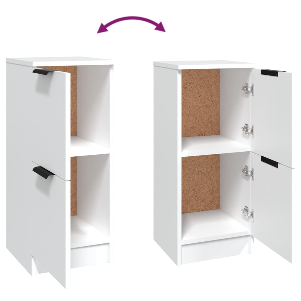 Skjenker 2 stk hvit 30x30x70 cm konstruert tre
